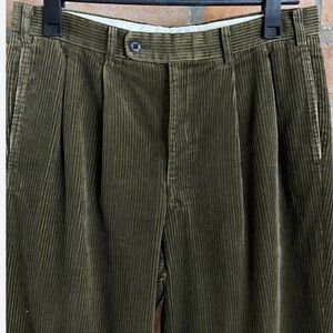 Burberry Vintage Olive Green Wide Rib Corduroy Pants - AS IS